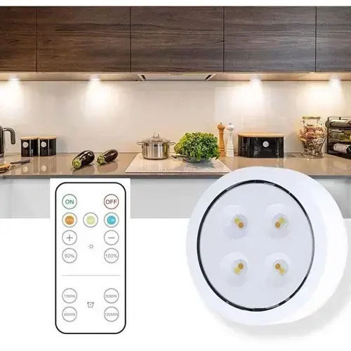 LED Light Spot for Cabinets with Battery Powered, Photocell and Remote Control 3pcs