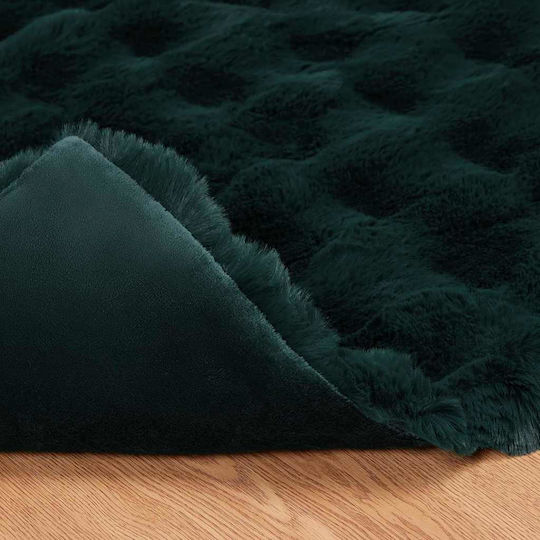 vidaXL Pătură Blănoasă Canapea 130x150 cm Verde Închis