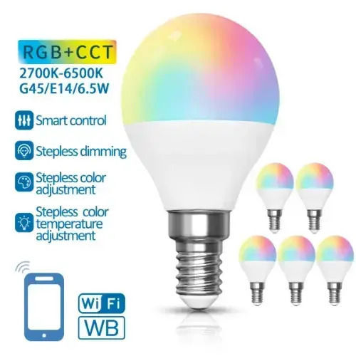 Aigostar Smart LED-Lampe für Fassung E14 und Form G45 RGBW 555lm Dimmbar