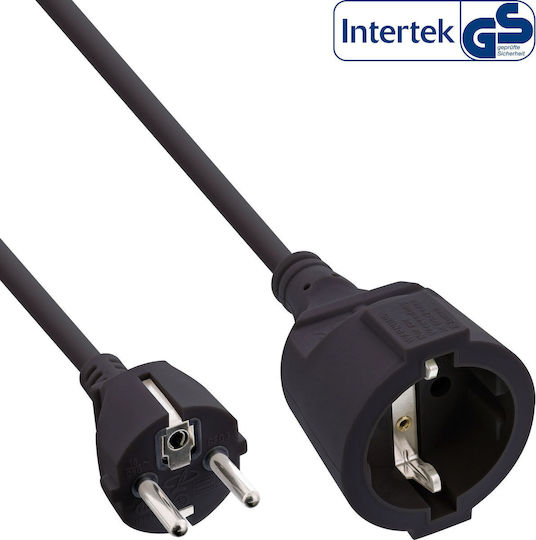 InLine Удължителен кабел с прекъсвач с дължина 2м с диаметър 3 x 1.5mm² Черен