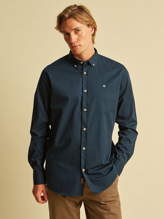 Langärmlig Baumwolle Hemd Blue