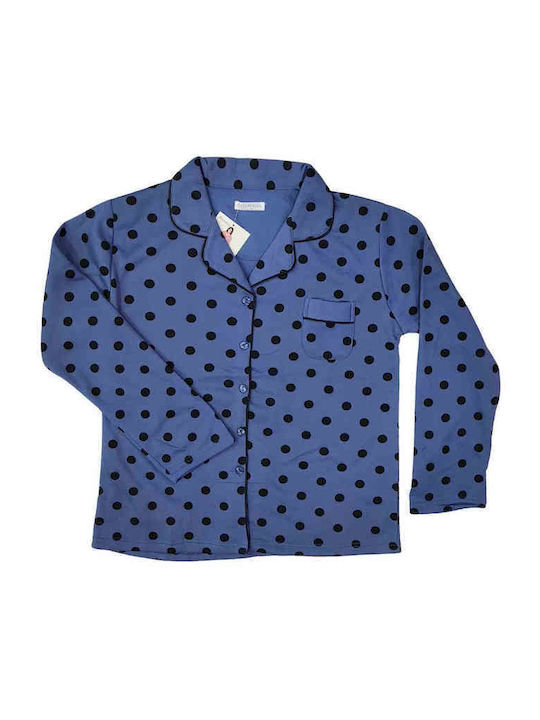 Lovelx Homewear Χειμερινό Γυναικείο Σετ Πιτζάμας Βαμβακερό Μπλε Lovelx Homewear Χειμερινό Γυναικείο Σετ Πιτζάμας Βαμβακερό Μπλε