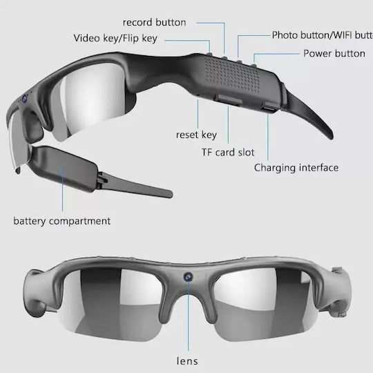 Spy Camera Glasses 1080p Memory Card Slot Smart Bike Glasses Yj0192v2