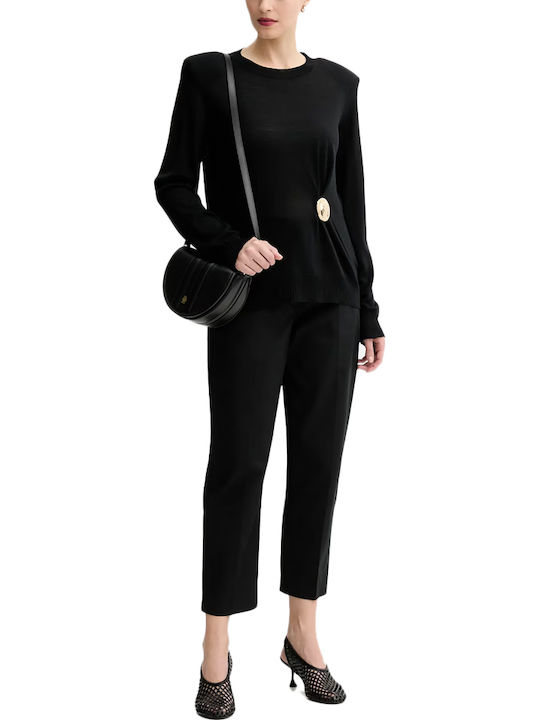 Dama Pantaloni Chino cu Croială Dreaptă Black