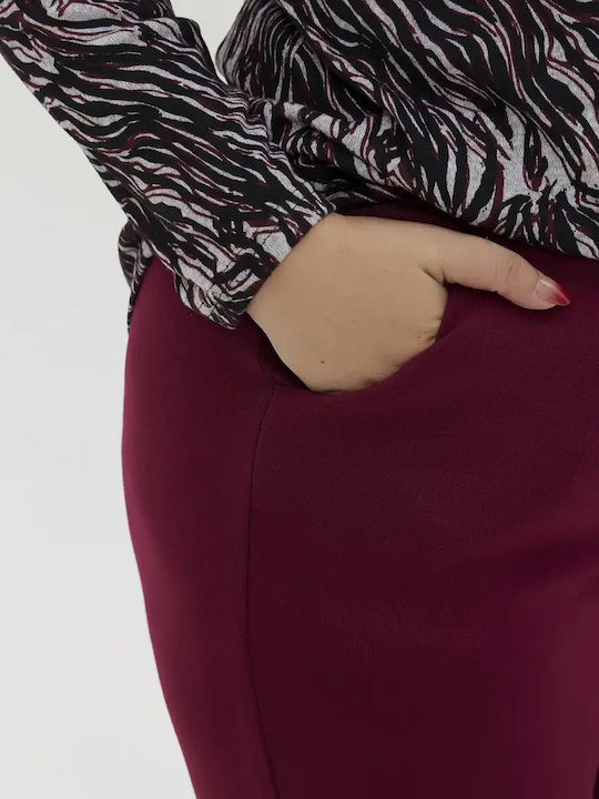 Women's Fabric Capri Trousers Loose Fit Bordeaux