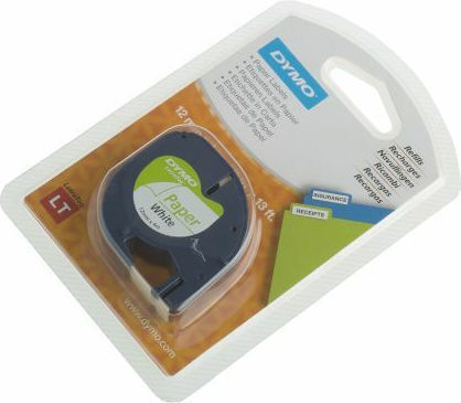 Dymo Label Maker Tape 4m x 12mm In White Colour Compatible With Dymo D1 Dymo LetraTag/LT Casio XR(EZ-Label)