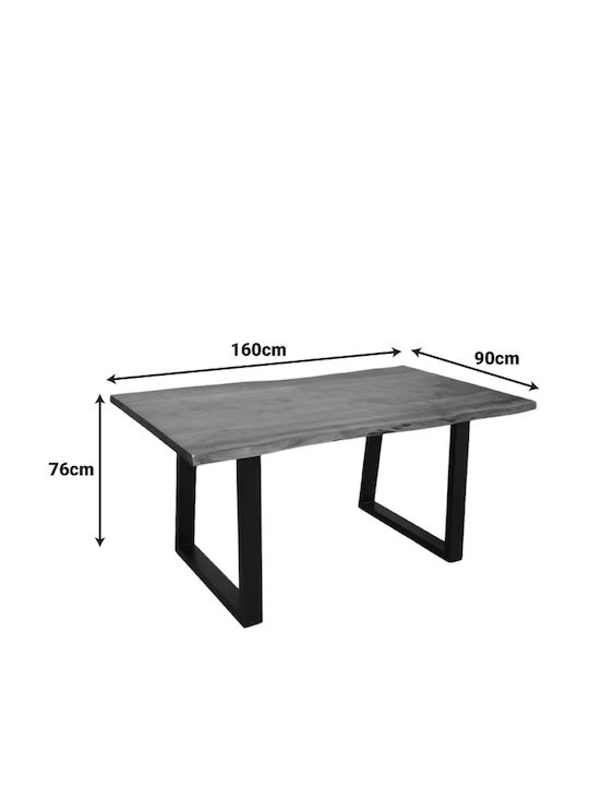 Miles Table Dining Room from Solid Wood & Metal Walnut 160x90x76cm