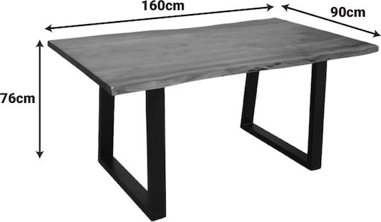 Miles Маса За Трапезария От Масивно Дърво И Метал Кестеняв 160x90x76см