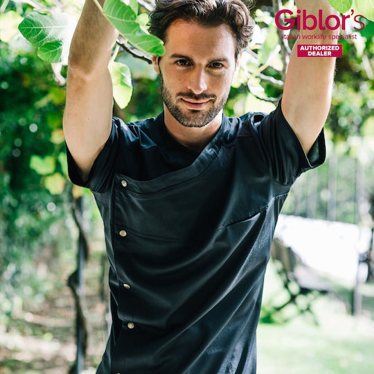 Giblor's Coat Chef Unisex Black with Short Sleeve Lapo
