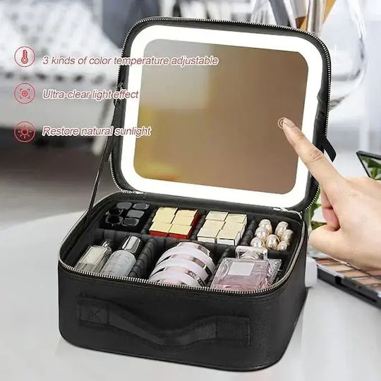 Rechargeable Makeup Case with LED Mirror Pink