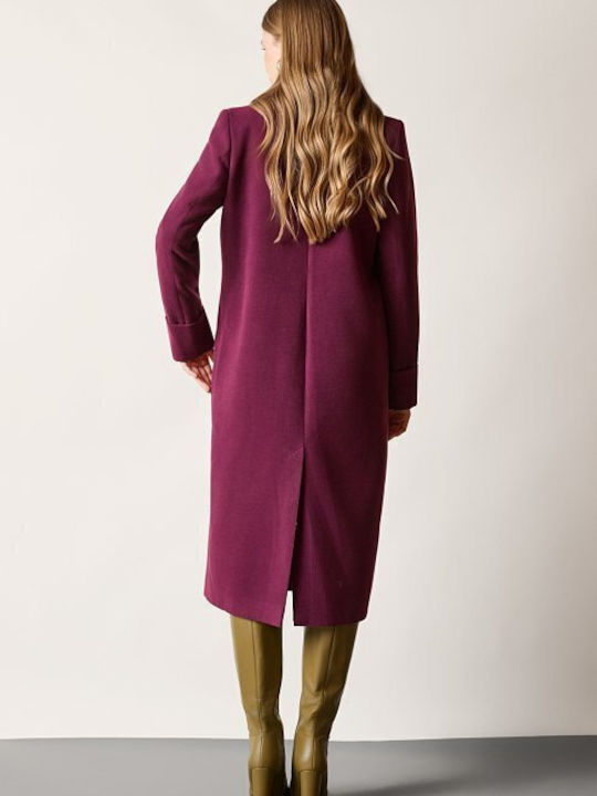 Γυναικείο Magenta Παλτό Oversized με Κουμπιά