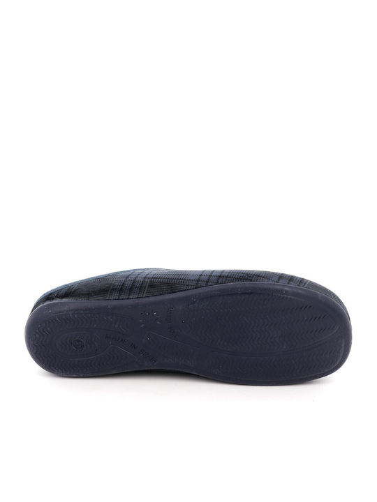 Men's Leather Printed Slippers Blue