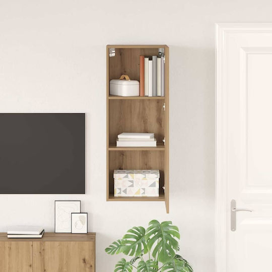 Wall Mounted Living Room Cabinet from Particle Board Artisan Oak 40.5x30x102cm