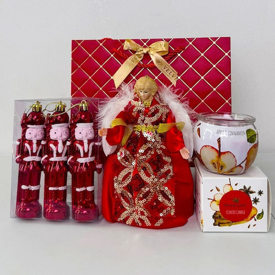 Pachet De Bucurie De Crăciun Set Înger Decorativ Ornamente Pentru Brad De Crăciun Spargător De Nuci Lumânare Parfumată În Sac Cadou