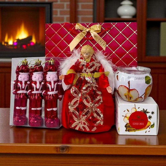 Pachet De Bucurie De Crăciun Set Înger Decorativ Ornamente Pentru Brad De Crăciun Spargător De Nuci Lumânare Parfumată În Sac Cadou