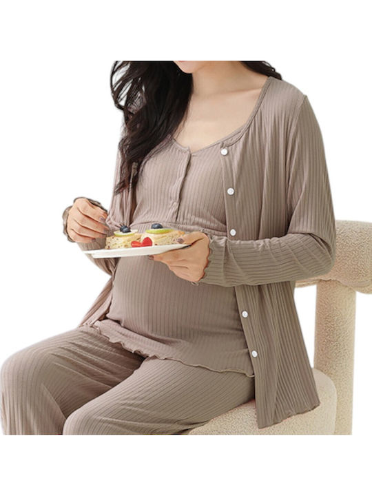 Queen Mother Set pijamale de maternitate Μπεζ Queen Mother Set pijamale de maternitate Μπεζ