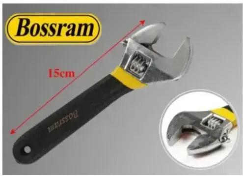 Bossram French Wrench with Adjustable Opening 6mm and Anti-Slip Handle 150mm