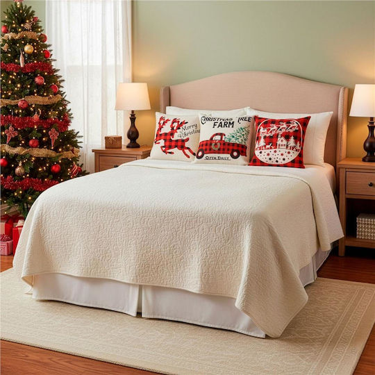 Set 4 Decorative Pillow Covers 40x40 Cm Christmas Motifs White Red