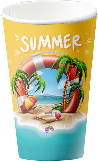 Summer Einwegbecher Papier Doppelwandig Orange 25Stück