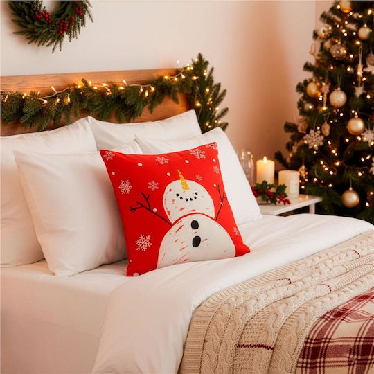 Set 4 Decorative Pillow Covers 40x40 Cm Christmas Motifs Red White