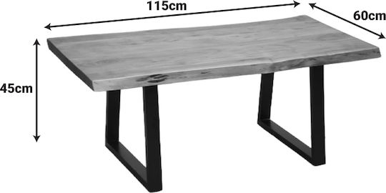 Mese De Cafea Rectangular Central Miles Din Lemn Masiv Nuc L115xL60xÎ45cm
