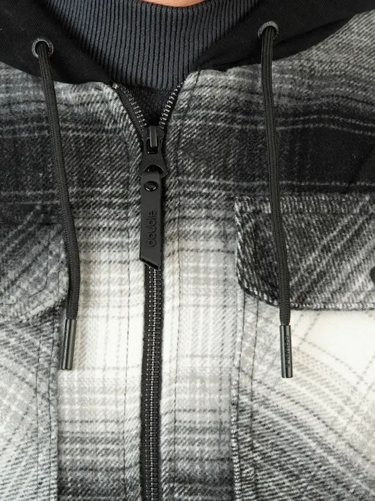 Μακρυμάνικo Overshirt σε Κανονική Γραμμή Καρό Μαύρο