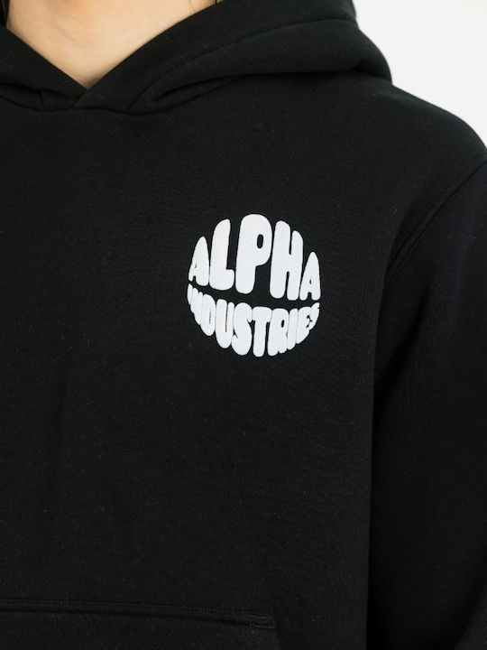 Logo Φούτερ με Κουκούλα Μαύρο