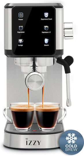 Izzy Μηχανή Espresso 1450W Πίεσης 20bar Ασημί IZ-6024