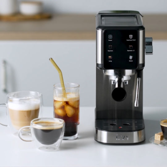 Izzy Μηχανή Espresso 1450W Πίεσης 20bar Ασημί IZ-6024