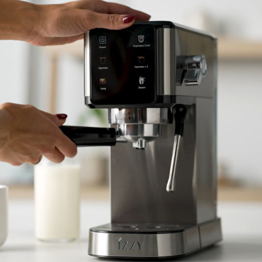 Izzy Μηχανή Espresso 1450W Πίεσης 20bar Ασημί IZ-6024