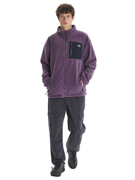 Men's Fleece Cardigan Purple