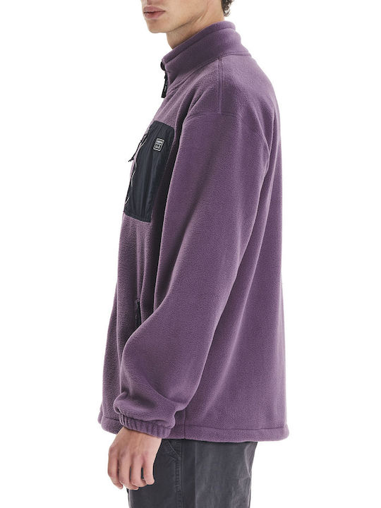 Men's Fleece Cardigan Purple