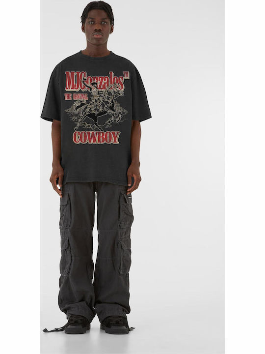 Mjg Heavy Oversized Acid Wasehd T-Shirt Ranch Rebel Schwarz