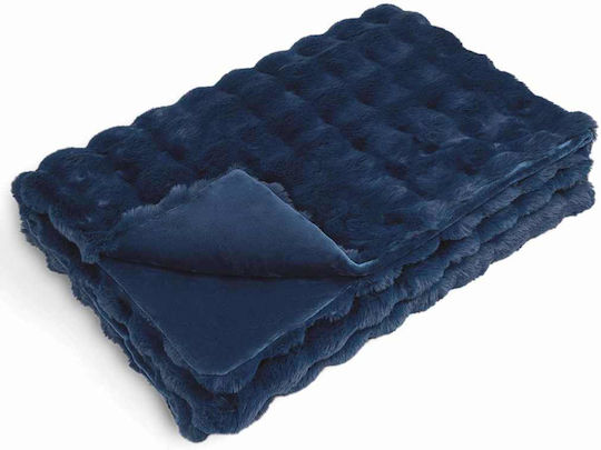 vidaXL Furry Double Blanket 240x270cm Ocean Blue