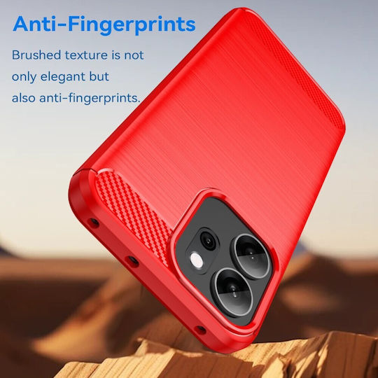 Carbon Fiber Back Cover Silicone Red (Oppo Reno14F)