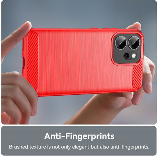 Carbon Fiber Back Cover Silicone Red (Oppo Reno14F)