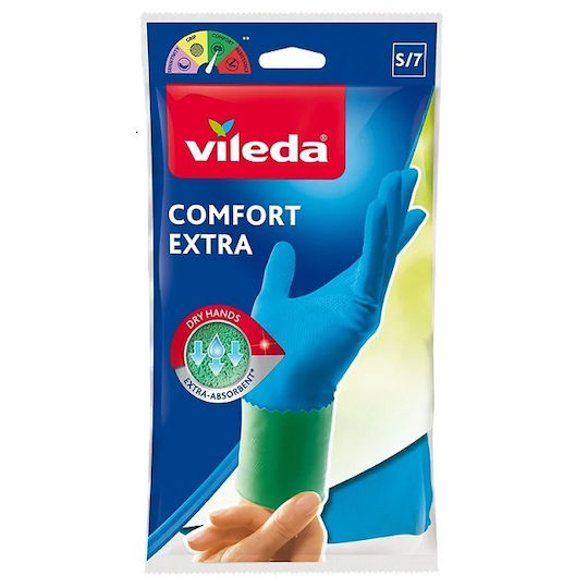Vileda Oven Gloves Comfort Extra Latex Medium Blue 1pcs