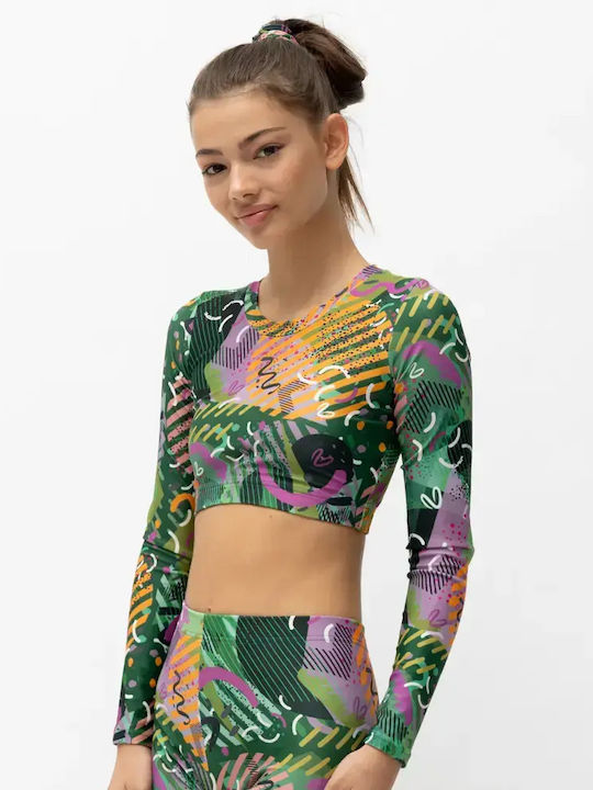 Kids' Crop Top Long Sleeve Green