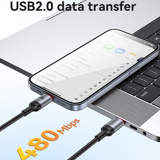 Yesido Braided USB 2.0 Cable USB-C male - USB-C 240W Black 2m