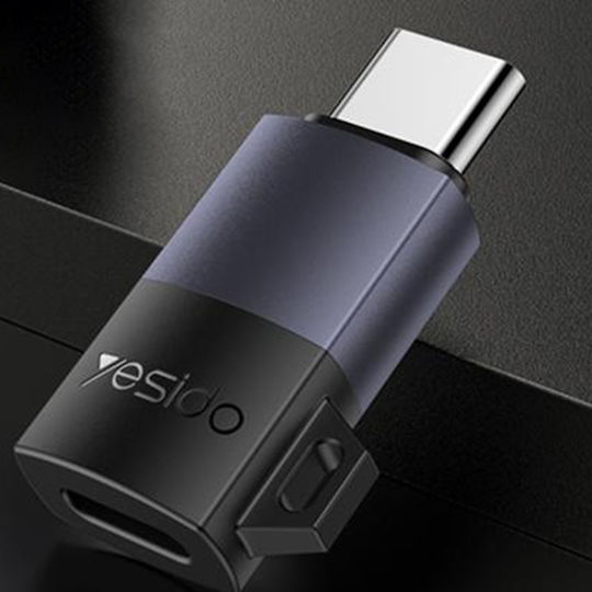 Yesido Μετατροπέας Lightning male σε USB-C female Γκρι 1τμχ