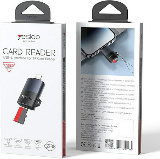 Yesido Converter Lightning male to Lightning female Gray 1pcs