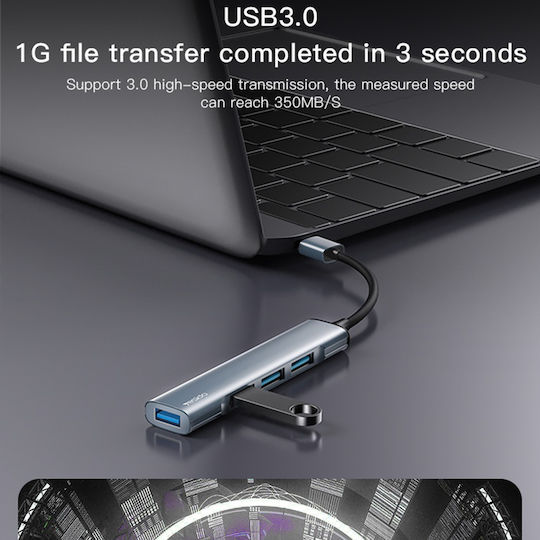 Yesido Hub 4 Θυρών USB 3.0 με σύνδεση USB-A Γκρι