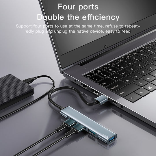 Yesido Hub 4 Θυρών USB 3.0 με σύνδεση USB-A Γκρι