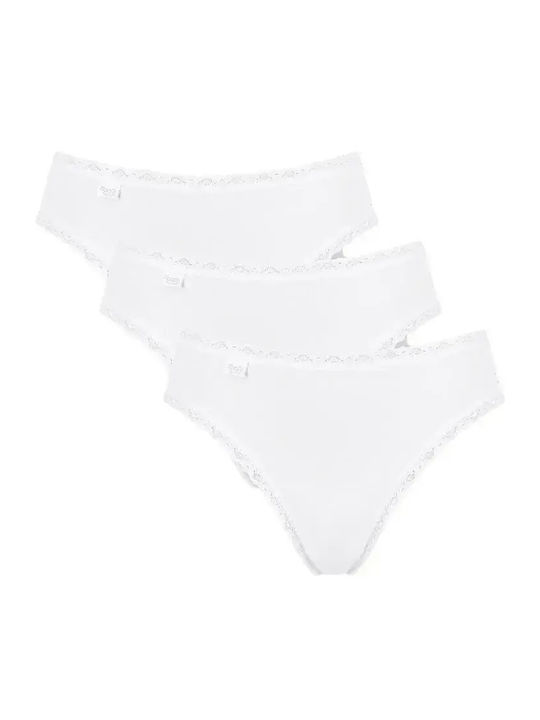 24/7 Tai Βαμβακερά Γυναικεία Slip 3Pack με Δαντέλα Λευκά