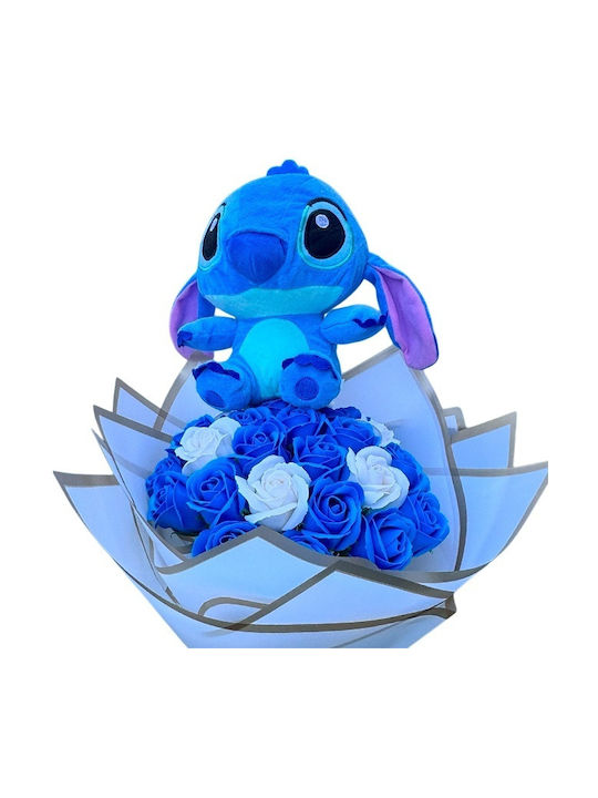 Buchet Premium Stitch 31 Trandafiri Săpun Albastru-alb