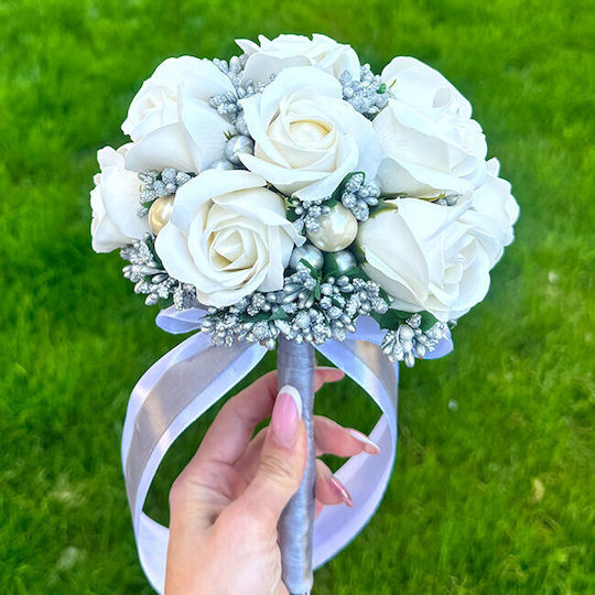Buchet De Mireasă Trandafiri Săpun Stamine Perle