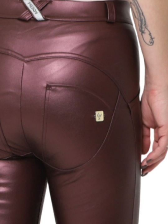 Wr.Up Super Skinny Καθημερινό Γυναικείο Μακρύ Κολάν Ψηλόμεσο Μπορντό