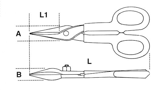 Beta 1114 Scissors for Thin Sheet Metal Aviaton Snip Straight Length 250mm