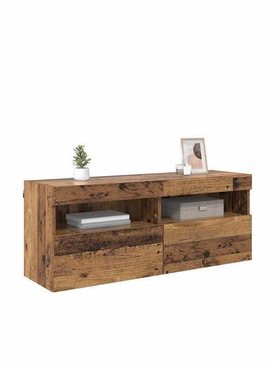TV Stand with LED Lighting Old Wood M100xD30xH40cm
