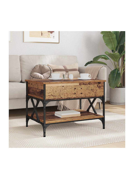 Rectangular Side Wooden Coffee Table with Lifting Mechanism Old Wood W70xL50xH50cm